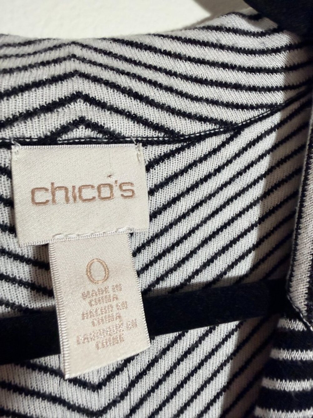 Chico’s Black White Stripe Knit Blazer Jacket Minimalist Quiet Luxury - Picture 4 of 5